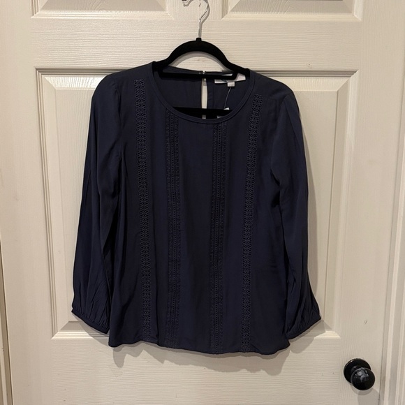 Loft NWT dark grey eyelet blouse, XS - Picture 2 of 7